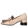 Tory Burch Moccasin In Cream Leather With Naplak Fringe In Beige Chari