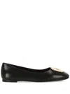 Tory Burch Woman Ballet Flats Black Size 9.5 Leather In Gray