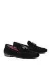 Tory Burch Eleanor Suede Pave Medallion Loafers In Nero