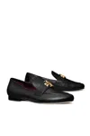 Tory Burch 'eleonor' Black Slip-on Loafers With Double T In Nero Neri E Grigi