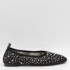 Tory Burch Black Ballet Flats With All-over Crystals Application In Tech Fabric Woman
