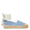 Tory Burch Bicolor Denim Ankle-wrap Espadrilles In Blue