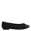 Tory Burch Round Toe Ballerina Shoes With Bow Detail In Black