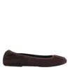 Tory Burch Suede Ballet Flats With Logo Embellishment In Brown