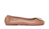 Tory Burch Minnie Travel Leather Ballet Flats In Brown