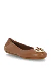 Tory Burch Ballet Flats Minnie Leather Brown Tan In Browne