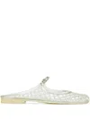 Tory Burch Mellow Jelly Mary Jane Ballerina Mules In Clear/silver