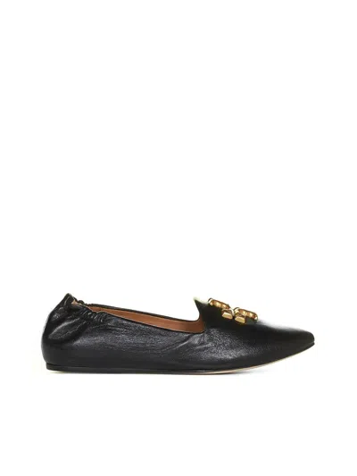 Tory Burch Loafer In Black Leather With Gold Logo