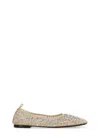 Tory Burch Beige Ballet Flats With All-over Crystals Application In Tech Fabric Woman In Neutral
