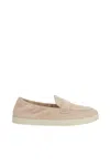 Tory Burch Double T Suede Loafers In Sand Dunes