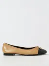 Tory Burch Claire Cap Toe Ballet Flat In Beige
