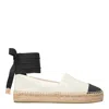 Tory Burch White Espadrilles With Metallic Logo On The Front And Ankle Strap In Leather Woman In White