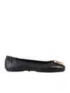 Tory Burch Minnie Travel Ballet With Metal Logo In Black