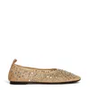 Tory Burch Beige Ballet Flats With All-over Crystals Application In Tech Fabric Woman In Brown