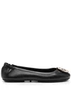 Tory Burch Claire Leather Ballet Flats In Black