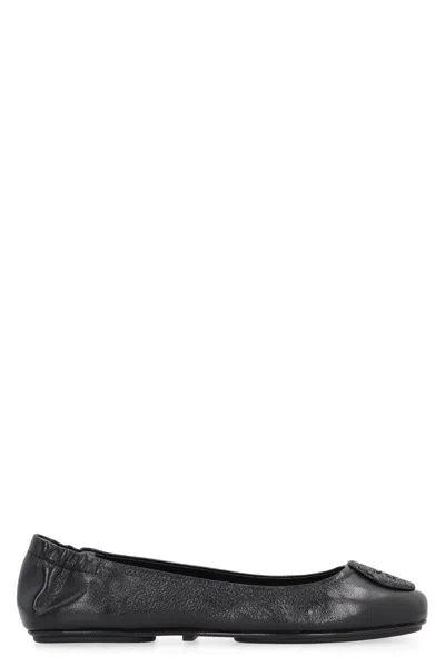 TORY BURCH TORY BURCH MINNIE TRAVEL LEATHER BALLET FLATS
