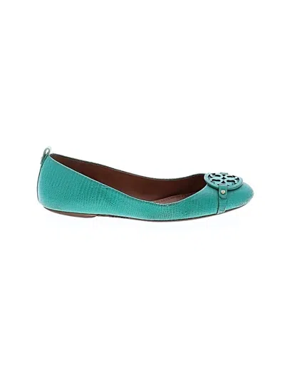 Pre-owned Tory Burch Flats In Teal