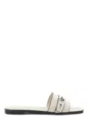 Tory Burch Sandals Open Toe Flat Sole Decorative Buckle In White