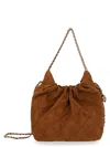 Tory Burch Fleming Mini Brown Shoulder Bag With Chain Strap And Metallic Pendant With Logo In Suede Woman In Brown