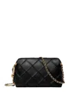 Tory Burch 'fleming' Black Diamond Quilted Shoulder Bag With Chain-link Shoulder Strap In Leather Woman In Black