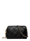 Tory Burch Fleming Black Diamond Quilted Shoulder Bag With Chain-link Shoulder Strap In Leather Woman In Black