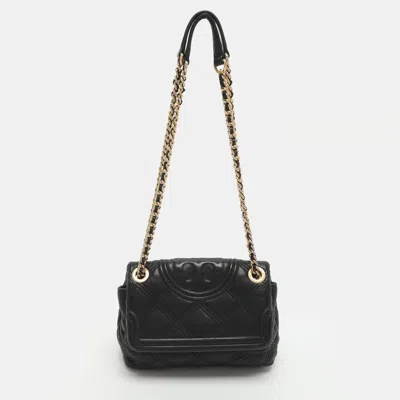 Pre-owned Tory Burch Fleming Black Soft Leather Shoulder Bag