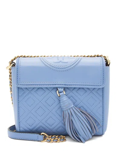 Pre-owned Tory Burch Fleming Box Cross Body Bag In Blue