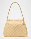 Tory Burch Fleming Chain Quilted Leather Hobo Bag In Vanilla Soft Serve