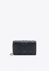 Tory Burch Stitched Leather Shoulder Bag With Embossed Logo In Black