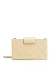Tory Burch Fleming Mini Chain Wallet Crossbody Bags Beige In Nude