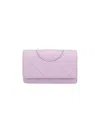 Tory Burch Fleming Chain Wallet In Lilac