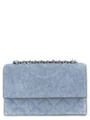 Tory Burch Fleming Denim Small Convertible Shoulder Bag In Blue