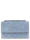 Tory Burch Fleming Denim Small Convertible Shoulder Bag In Blue