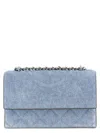 Tory Burch Fleming Denim Small Convertible Shoulder Bag In Blue