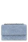 Tory Burch Fleming Denim Small Convertible Shoulder Bag In Blue