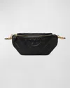 Tory Burch Fleming Convertible Leather Belt Bag In Black