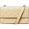 Tory Burch Fleming Small Convertible Leather Shoulder Bag In Vanilla Soft Serve