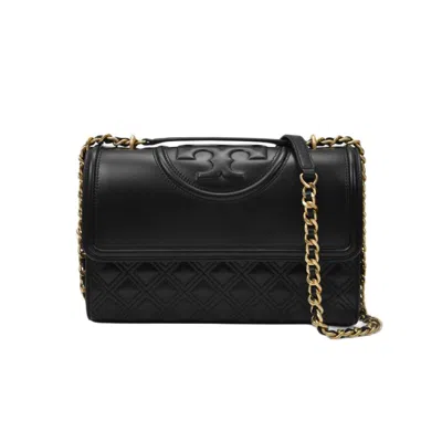 TORY BURCH FLEMING CONVERTIBLE SHOULDER BAG IN BLACK LEATHER