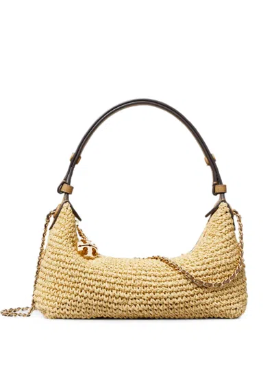Tory Burch Fleming Crochet Pochette Bag In Neutral