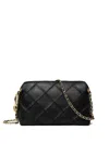 Tory Burch Fleming Black Diamond Quilted Shoulder Bag With Chain-link Shoulder Strap In Leather Woman