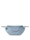 Tory Burch Fleming Denim Belt Bag In Blue