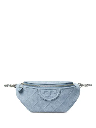 Tory Burch Fleming Denim Belt Bag In Blue
