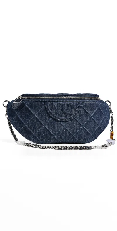 Tory Burch Fleming Denim Charm Belt Bag Blue
