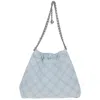 Tory Burch 'fleming' Grey Diamond Quilted Shoulder Bag With Chain-link Handles In Leather Woman