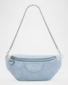 Tory Burch Fleming Denim-print Suede Belt Bag