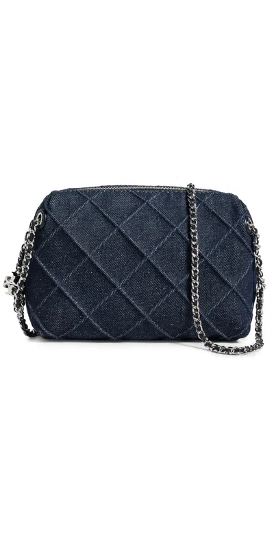 Tory Burch Fleming Denim Soft Crossbody Bag Blue