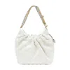 Tory Burch Mini Fleming Soft Distressed Drawstring Bag In White