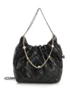 Tory Burch Fleming Distressed Mini Hobo Bag Shoulder Bags Black