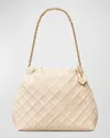 Tory Burch Fleming Drawstring Leather Hobo Bag In New Cream