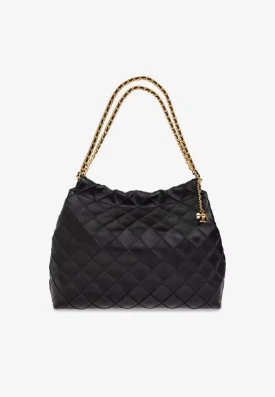 Tory Burch Fleming Drawstring Shoulder Bag In Black